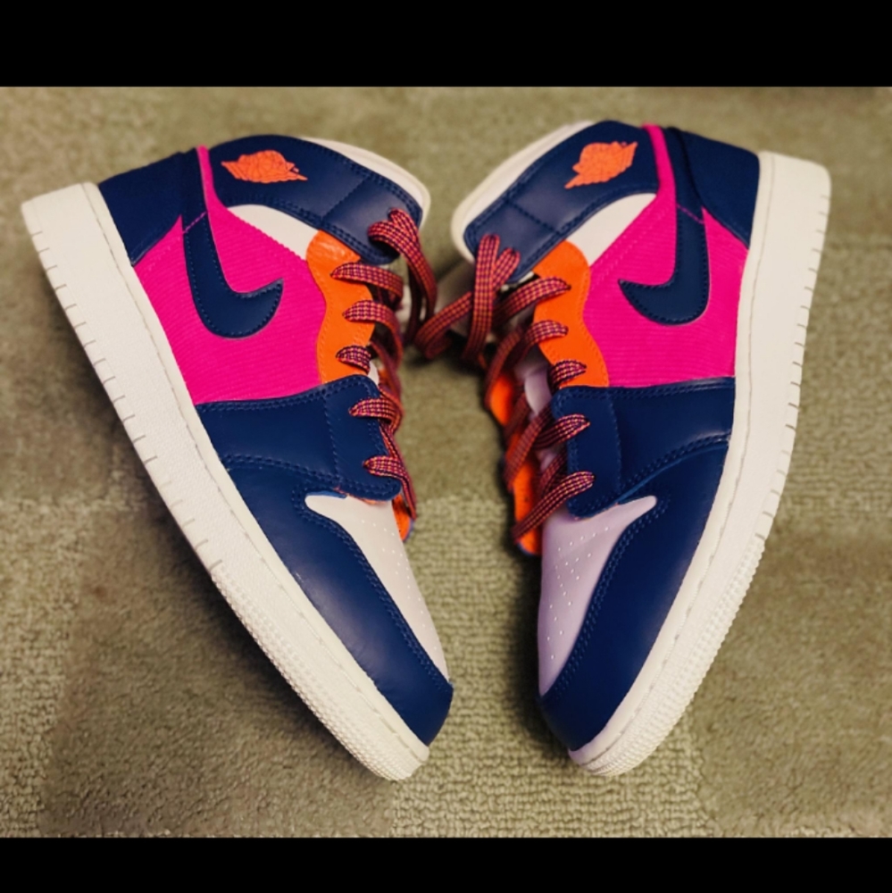 Unique Nike Air Jordan One Style Women's High-Top Sneakers -Purple/ Pink/Orange